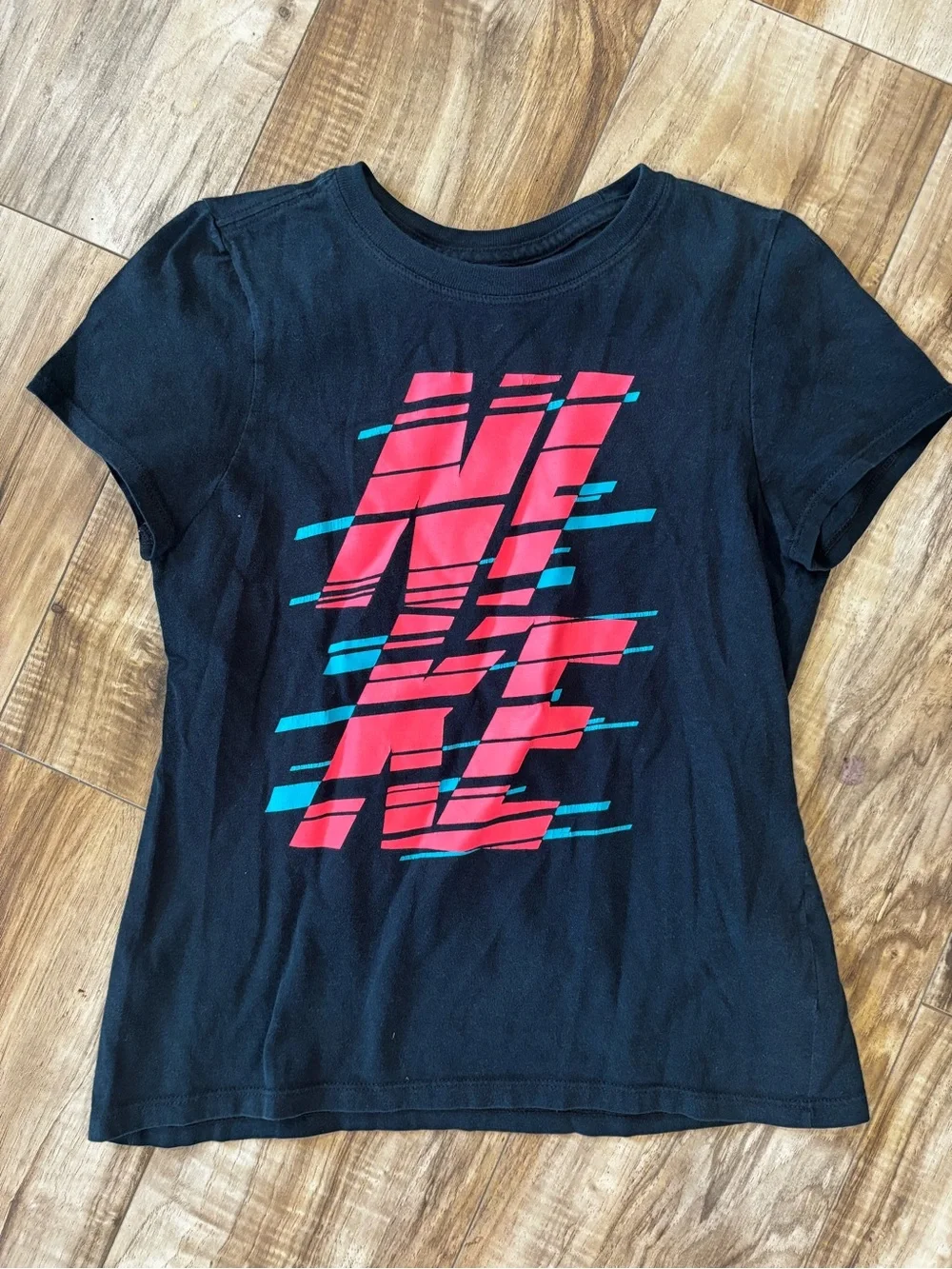Nike Kids Graphic Tee with Bold Pink & Teal Print